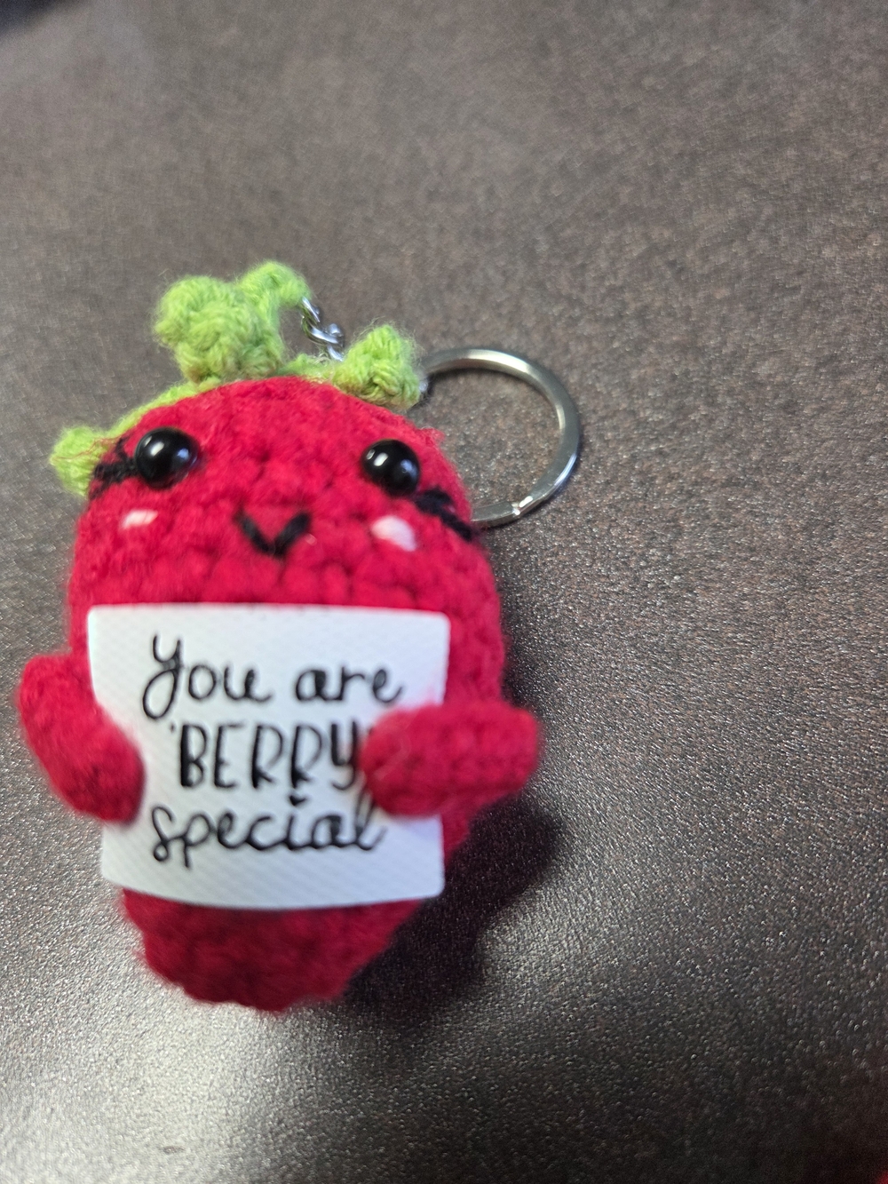 Handmade Crochet Strawberry Keychain